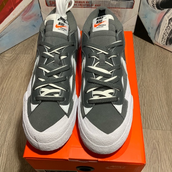 Nike x Sacai Blazer Low Iron Grey Shoes Size 10 - Picture 2 of 12
